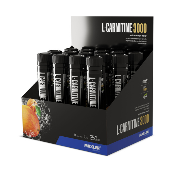 Л-Карнитин жидкий Maxler L-Carnitine 3000мг (14х25мл) Абрикос-Манго ...