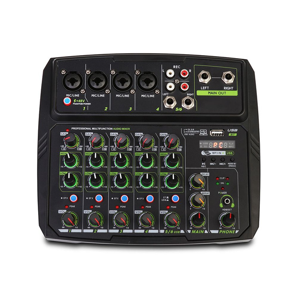 Аудиомикшер 48V Phantom 6-канальный DJ-микшер - купить с доставкой по ...