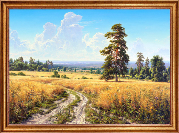 Картина "Август", 60х40 см., художник - Басов Сергей, оформлена в багет ...