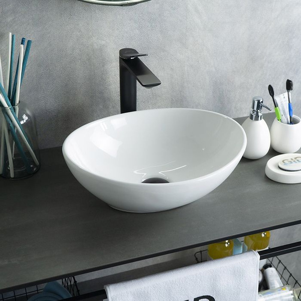 Раковина GID N9138_1x41 см, черный матовый, белый купить по доступной ...