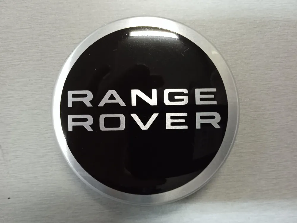 Колпачок ступицы литого диска заглушка крышки Range Rover (комплект 4) логотип 68/64/15 мм (хром на черном) #1