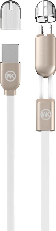 фото Кабель 2 в 1 USB - MicroUSB, Lighting (iPhone) Магнитные разъемы WK /WDC-001 / Белый Wk design