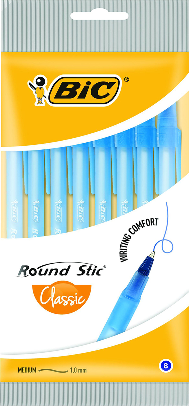 Ручка шариковая BIC Round Stic Classic Пакет x8 синий — купить в ...