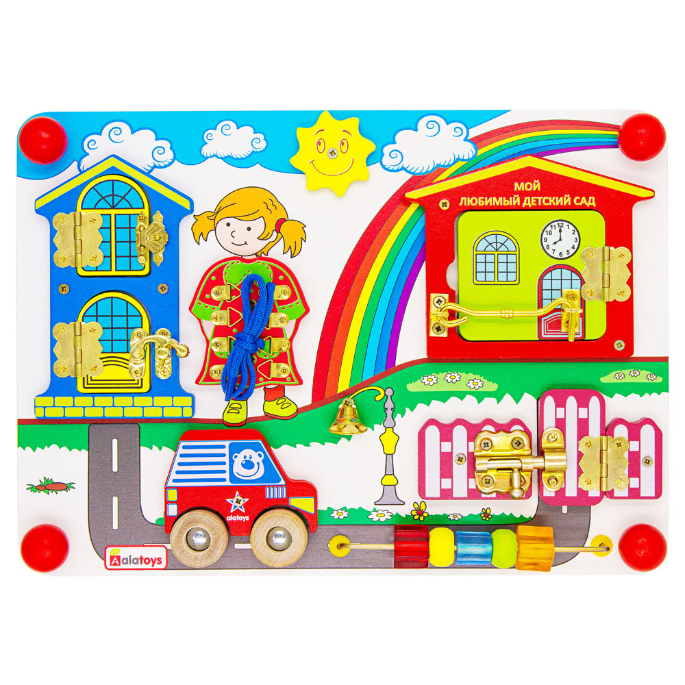 Alatoys Бизиборд "Солнечный день" по методике Монтессори Деревянная ...