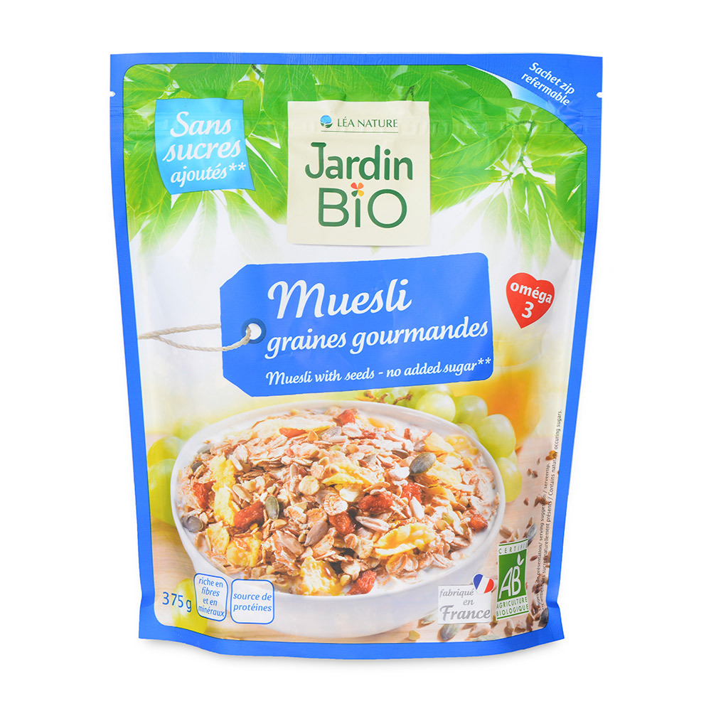 Мюсли Lea Nature Jardin Bio с изюмом и зернами 375 г Франция