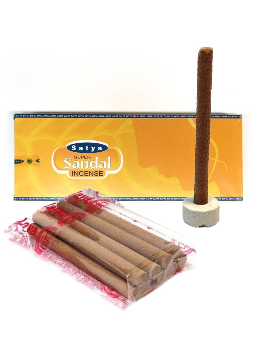 Благовония безосновные "Сатья Супер Сандал / Satya Super Sandal Dhoop Stick", 10 шт.