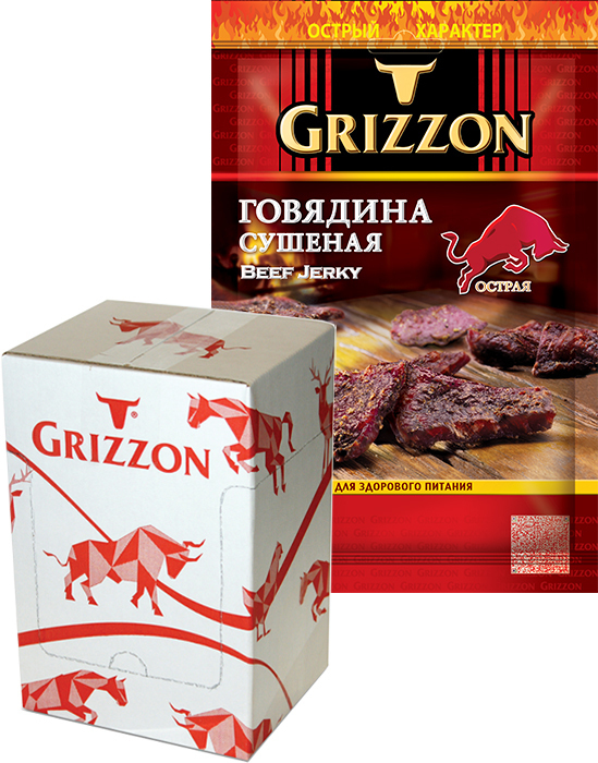 Говядина сушеная Острая, 36г х 10шт GRIZZON