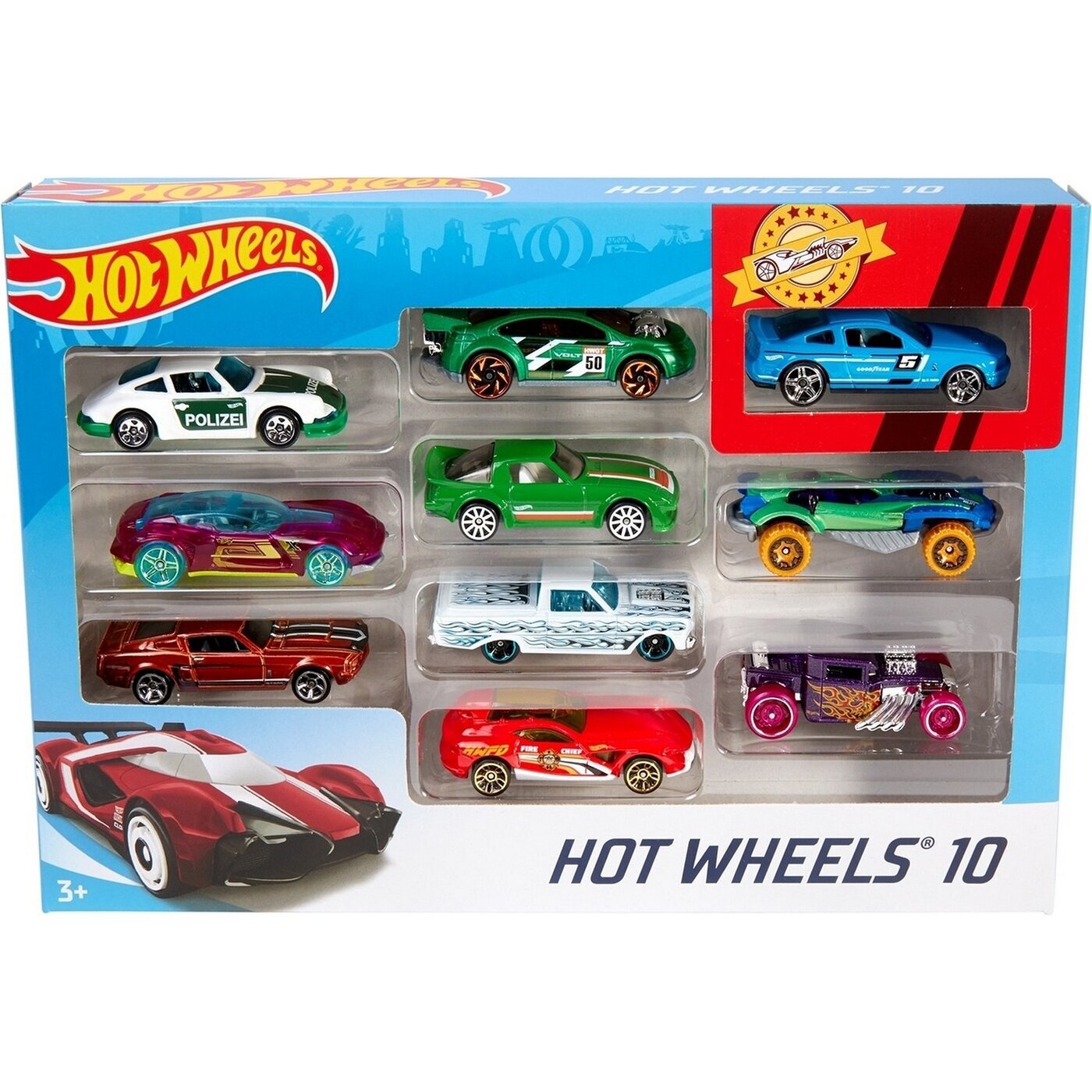 Машинки Хот вилс, набор машинок для мальчиков Hot Wheels 10штук, игрушки  для мальчиков Mattel 54886