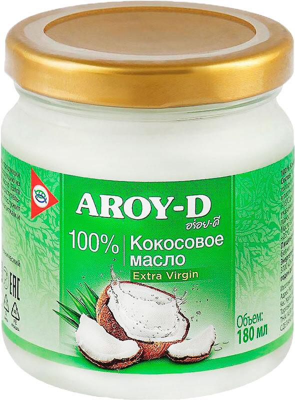 Масло кокосовое Aroy-D, нерафинированное, 180 мл