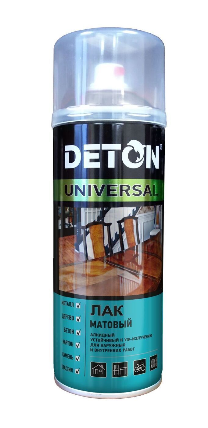 DETON UNIVERSAL, Лак алкидный атмосферостойкий, матовый, баллон аэрозоль  520 мл