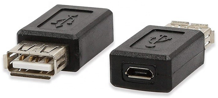 Адаптер переходник GSMIN RT-55 USB 2.0 (F) - micro-USB (F) (Черный)