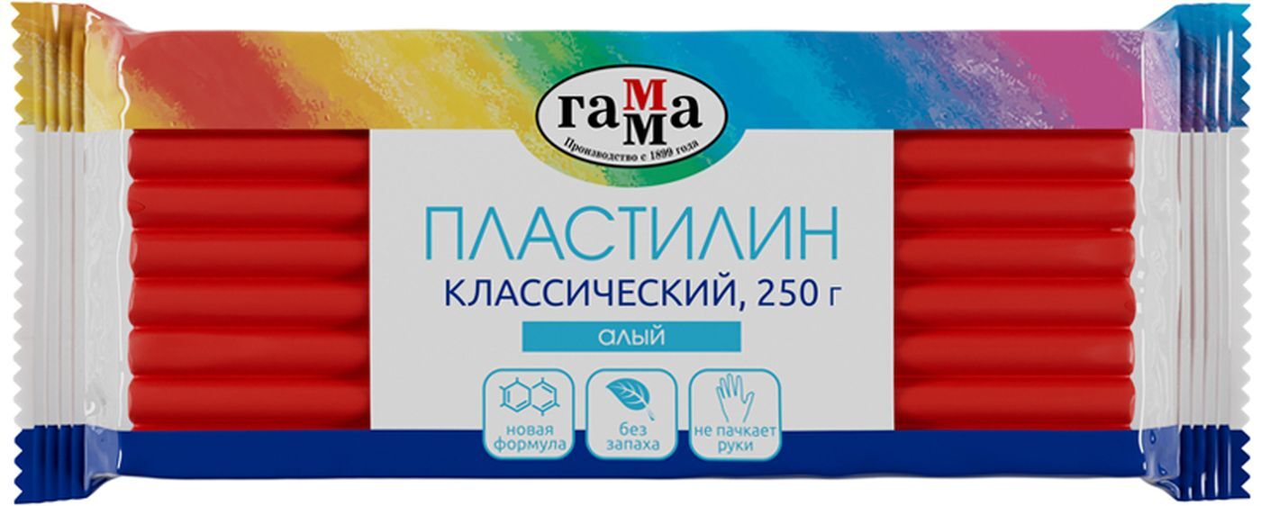 Пластилин для лепки и моделирования Гамма "Классический", алый, 250г