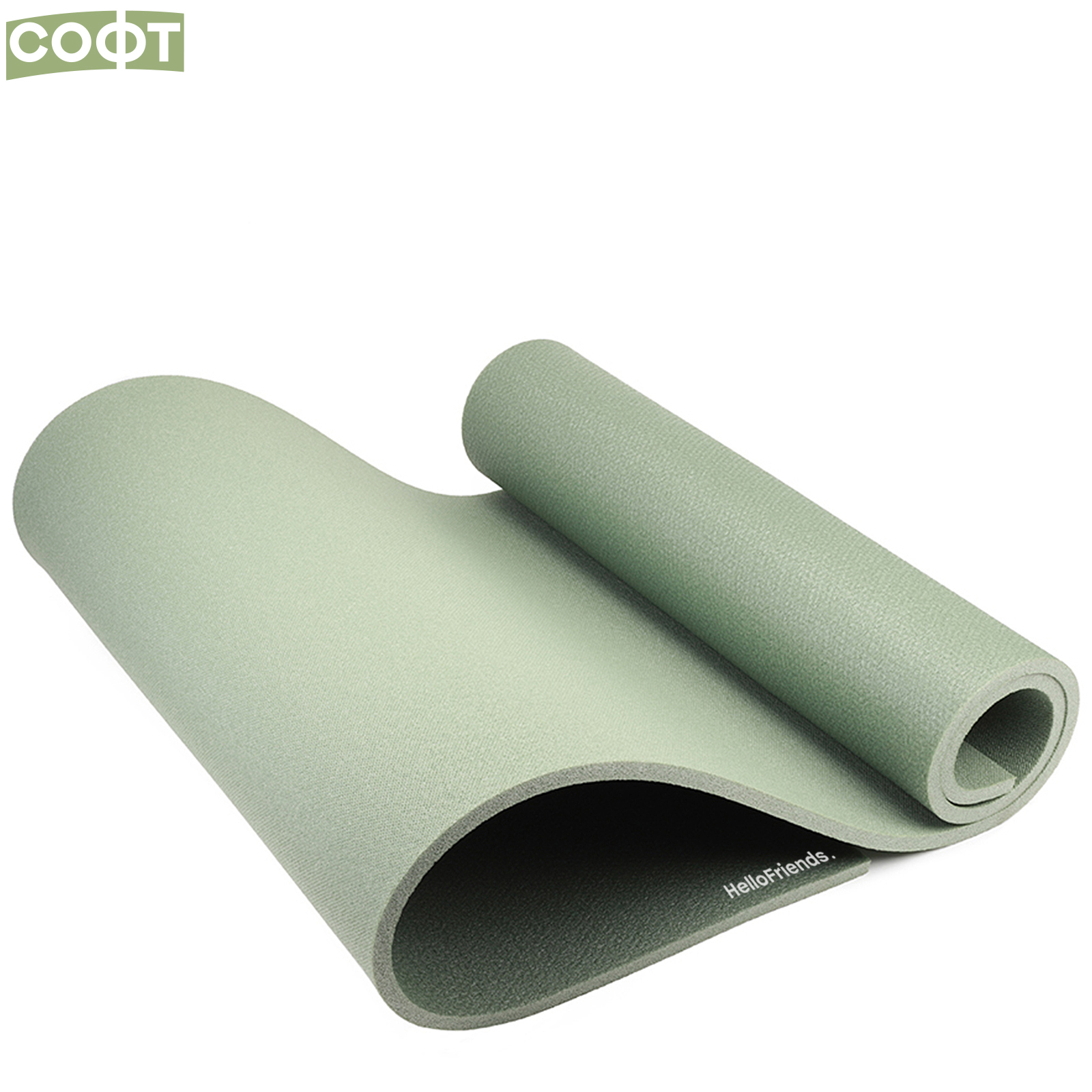 Коврик для фитнеса hellofriends. Коврик-каремат для фитнеса Soft 15mm 180x60cm, hellofriends. Коврик для йоги и фитнеса Soft 12mm 180x60cm, темно-зеленый. Коврики для йоги hellofriends. Коврик завернутый.