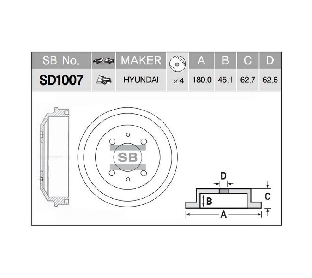 Барабан Тормозной Sangsin Brake Sd1007 Sangsin brake арт. SD1007