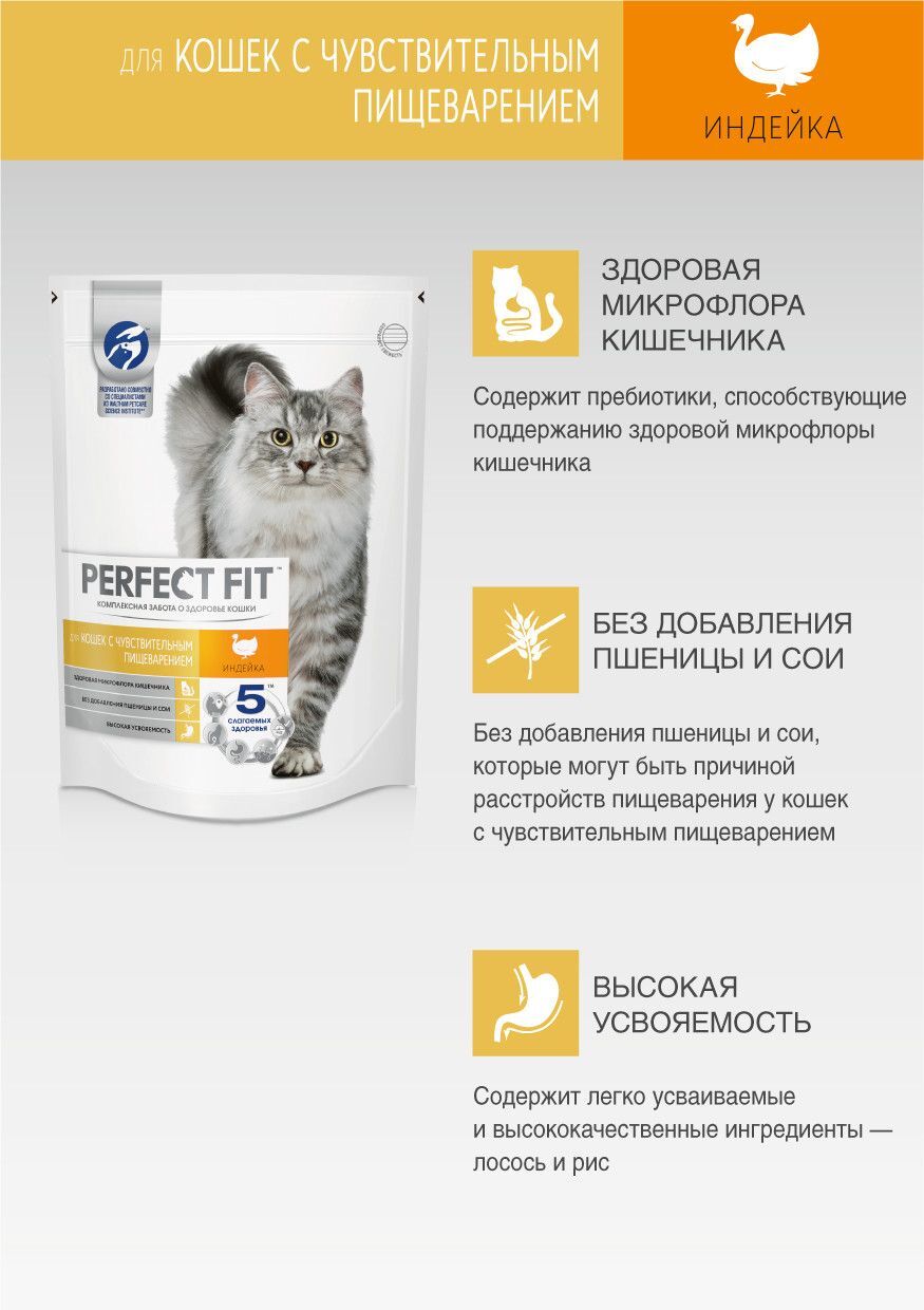 Корм для чувствительного пищеварения. Perfect Fit с индейкой для кошек с чувствительным пищеварением 650г. Перфект фит 650г индейка чувствительных кошек. Перфект фит для кошек с чувствительным пищеварением сухой корм. Корм для кошек Перфект фит 650 г для чувствительных кошек с индейкой.