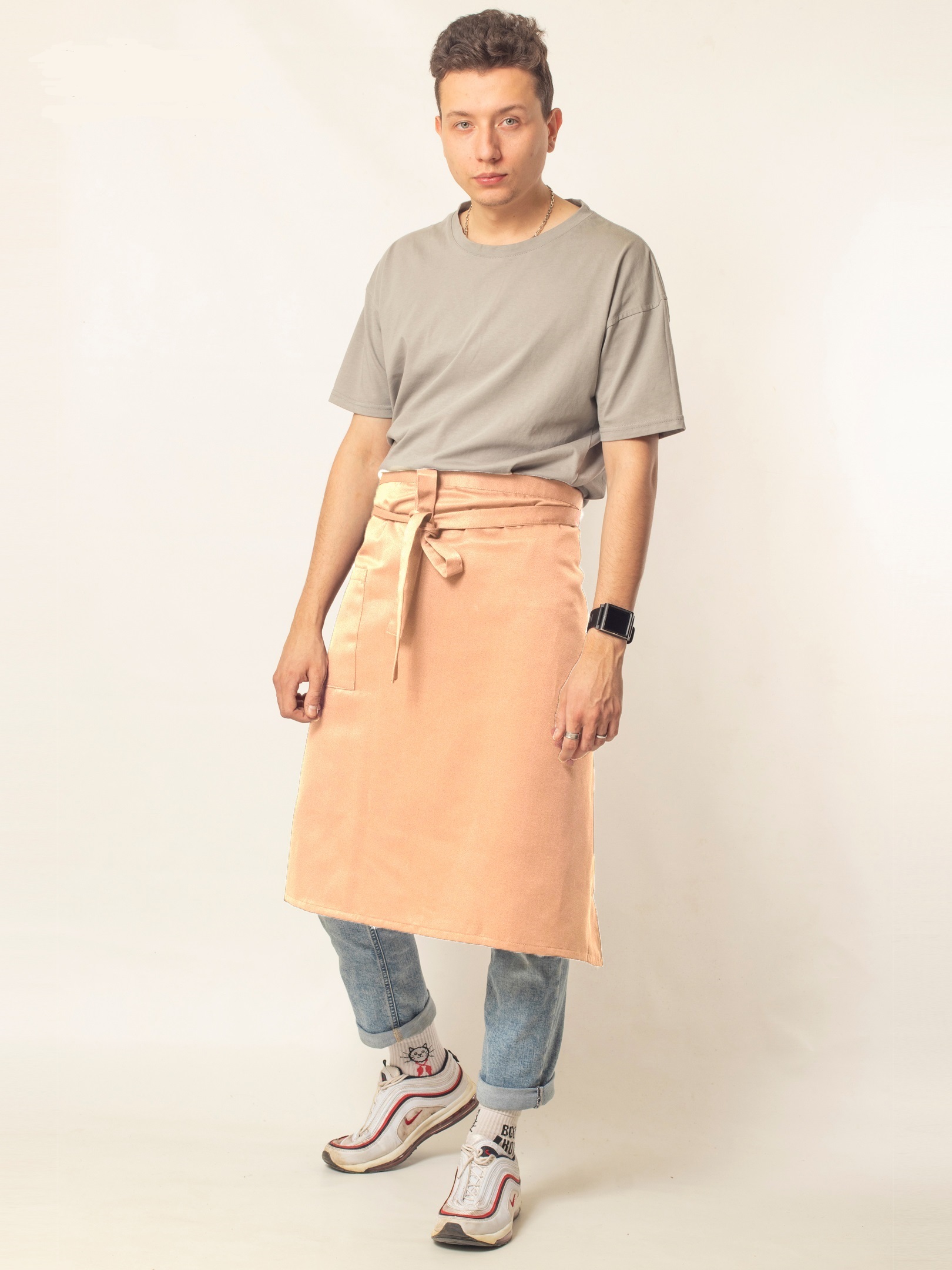 Фартук повара Ecostrap/middle/men бежевый 100%хлопок для официанта ...