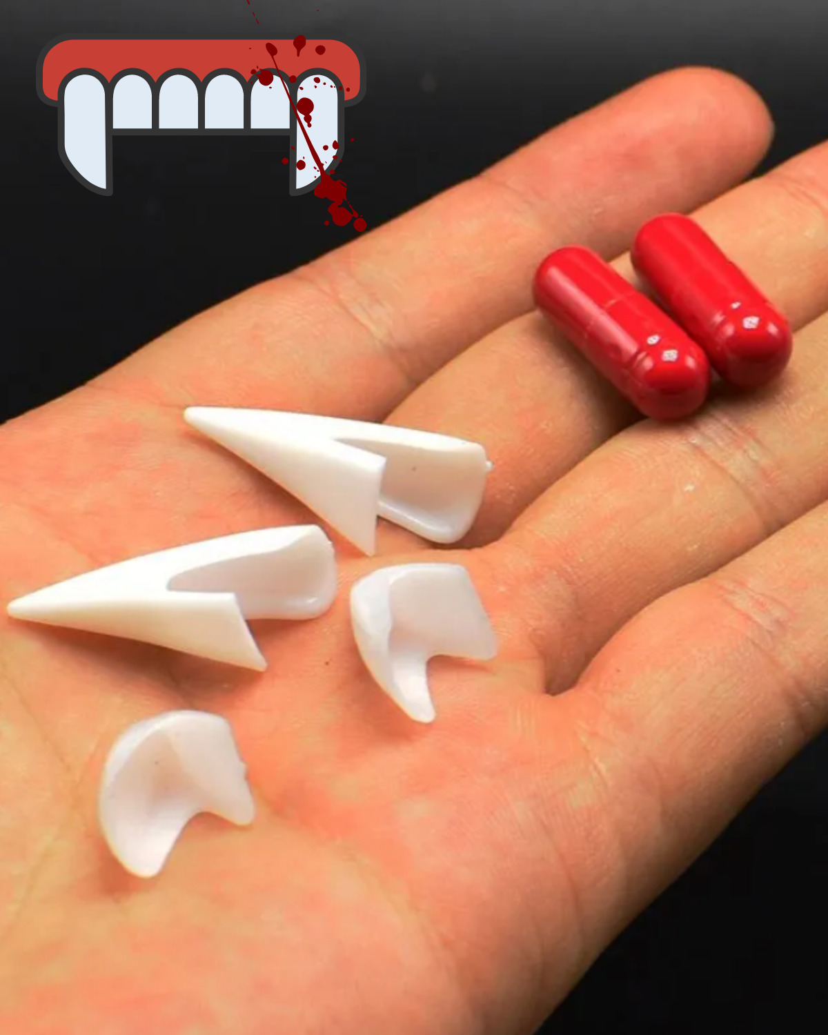 клыки 13 мм. игрушечные вампирские зубы. капа клыки вампира. капа зубы вампира. искусственные клыки вампира.