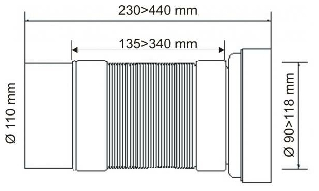 Труба для унитаза McAlpine раздвижная 230-440 мм WC-F23P