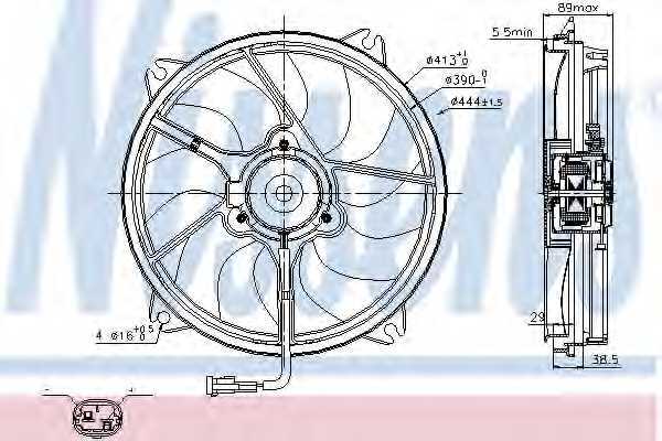 Вентилятор охлаждения двигателя для PEUGEOT 807 (E) 2.2 HDi NISSENS 85606