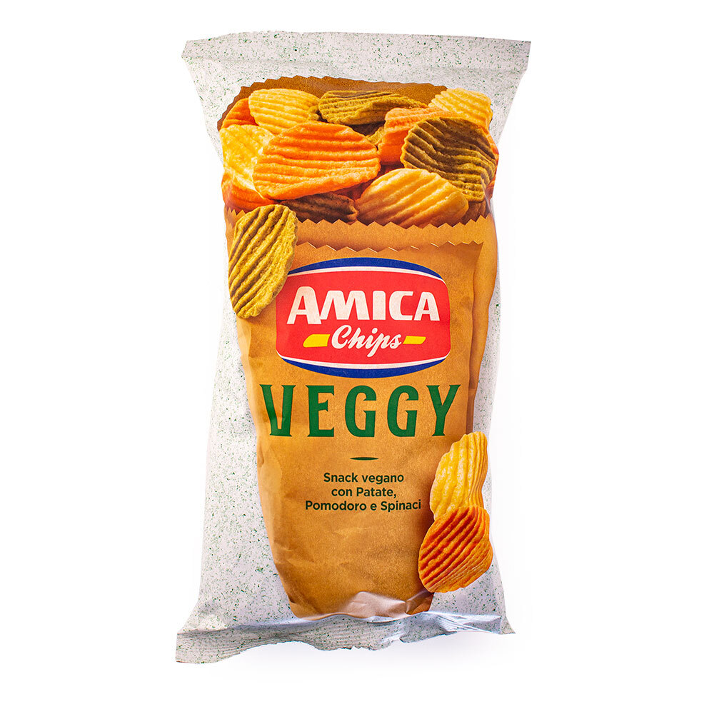 Чипсы картофельные вегетарианские (помидоры, картофель, шпинат) VEGGY ALFREDO'S, AMICA CHIPS, 0,11 кг