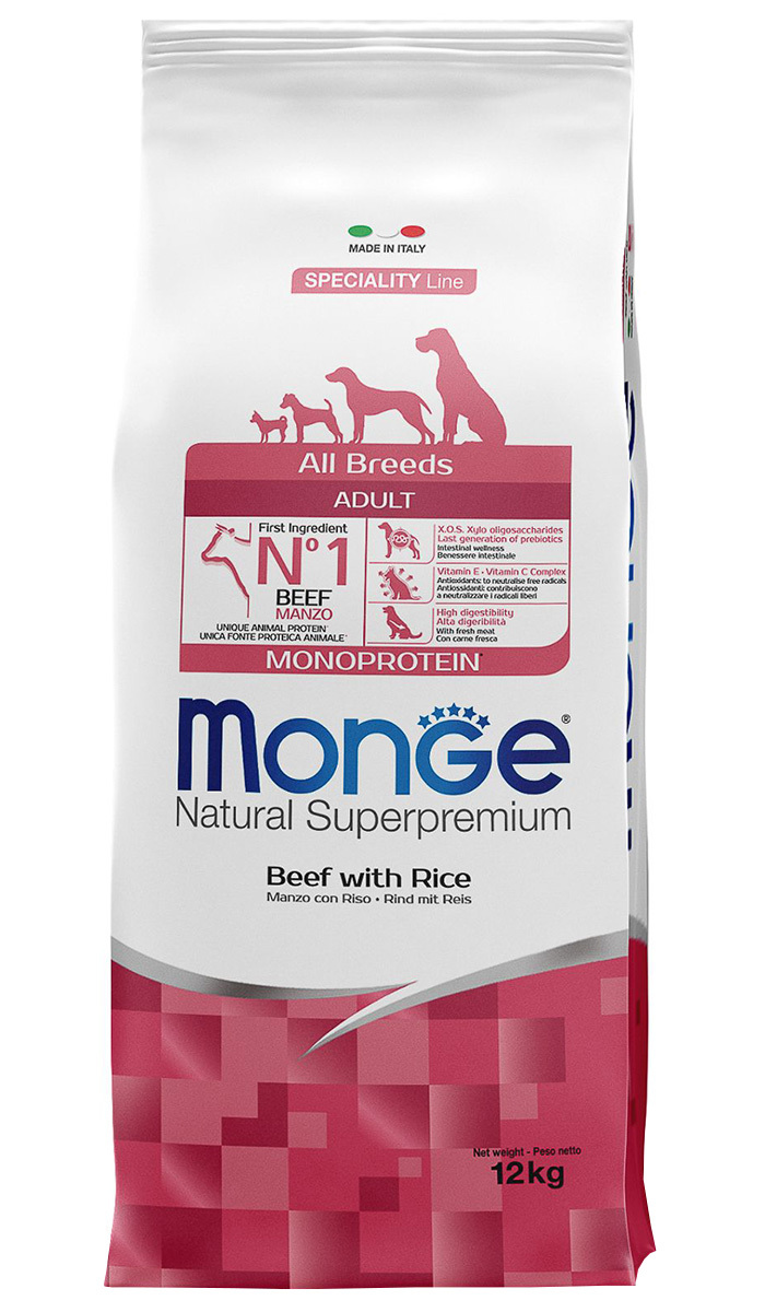 Сухой корм MONGE SPECIALITY DOG BEEF монобелковый для взрослых собак ...