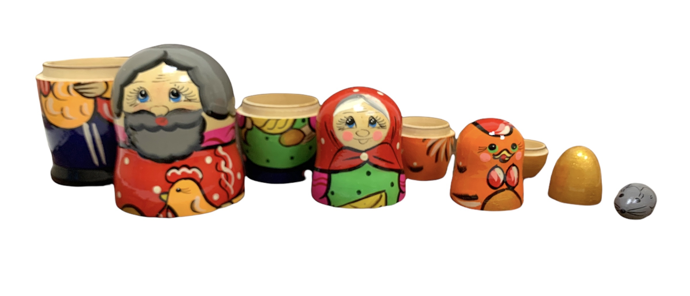 Матрешка деревянная "КУРОЧКА РЯБА" 5 персонажей, сувенирная игрушка ...