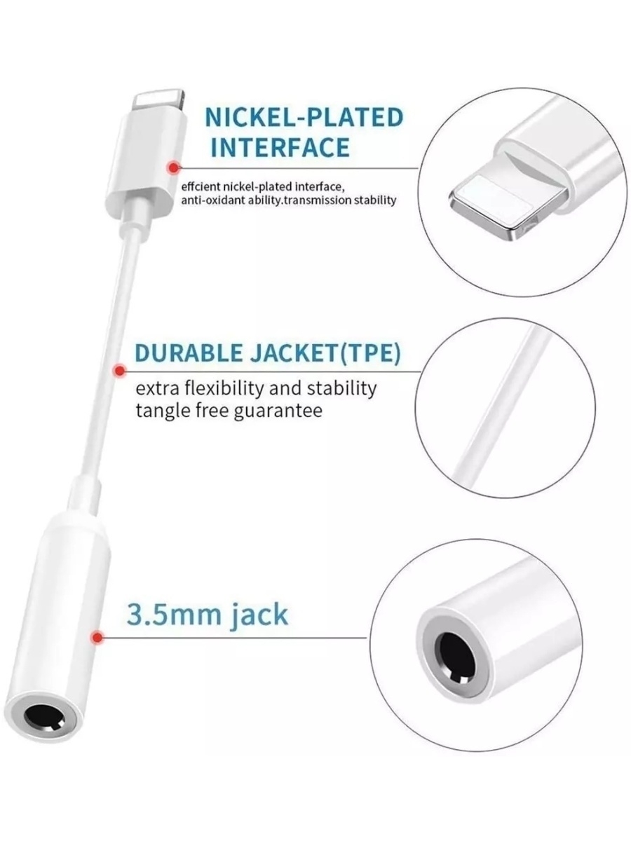 Переходник с Айфона на AUX для наушников айфон Lightning Jack 3.5мм