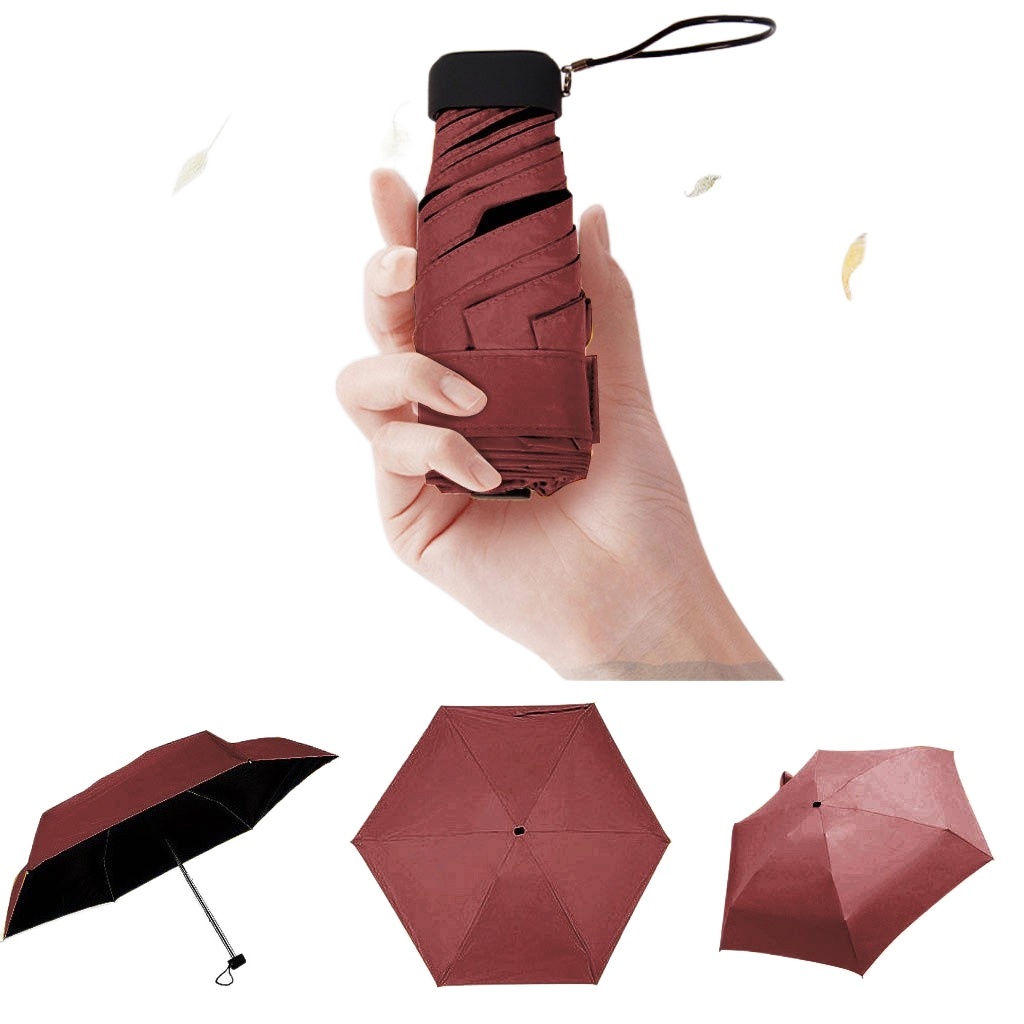 Зонтик легкий. Складной зонт Mini Signet. Зонт Mini Pocket Umbrella. Зонт карманный супер-мини / 5-сложений. Складной мини-зонт темно-синий | Ardeco Design.