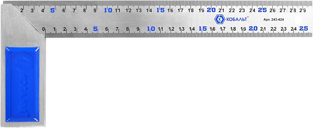 Угольник КОБАЛЬТ столярный 300 мм, нерж.сталь ,чугунное основание
