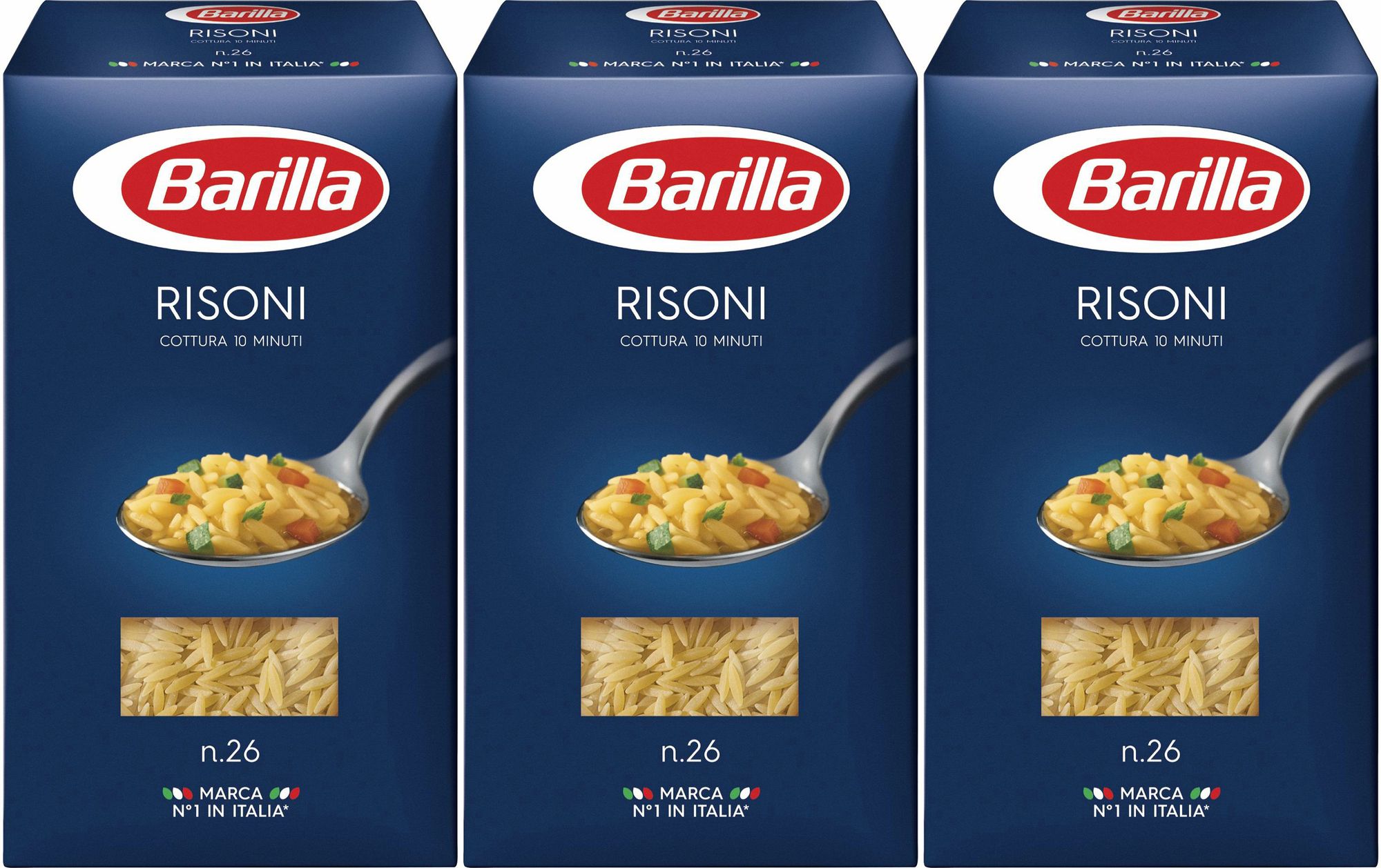 Макаронные изделия Barilla Risoni No 26 Фигурки, комплект: 3 упаковки по  450 г - купить с доставкой по выгодным ценам в интернет-магазине OZON  (696969919)