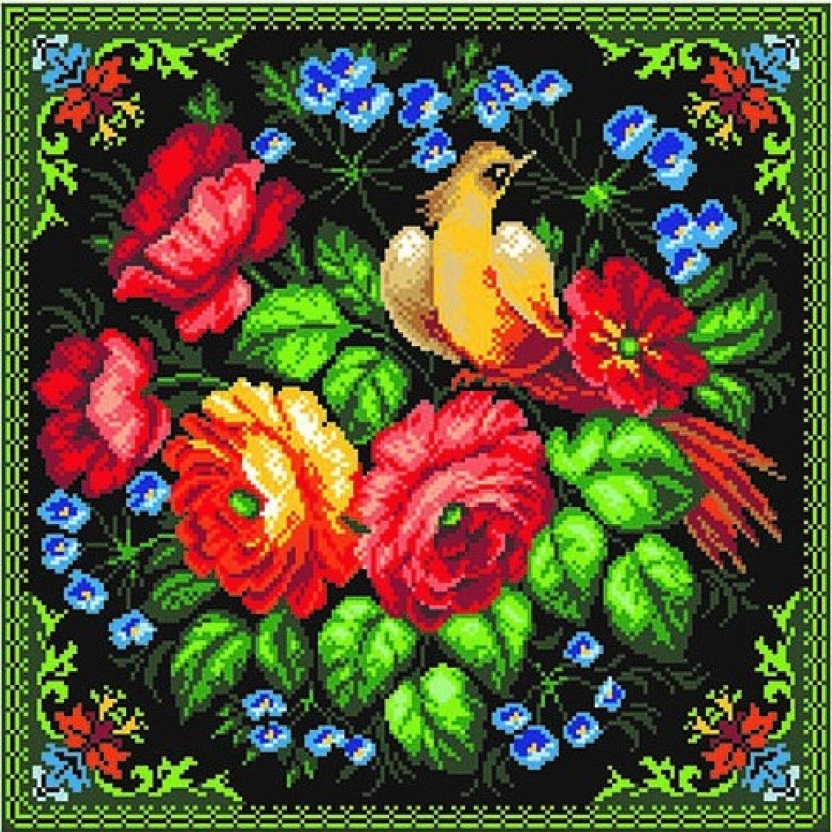 Вышивка с рисунком на канве