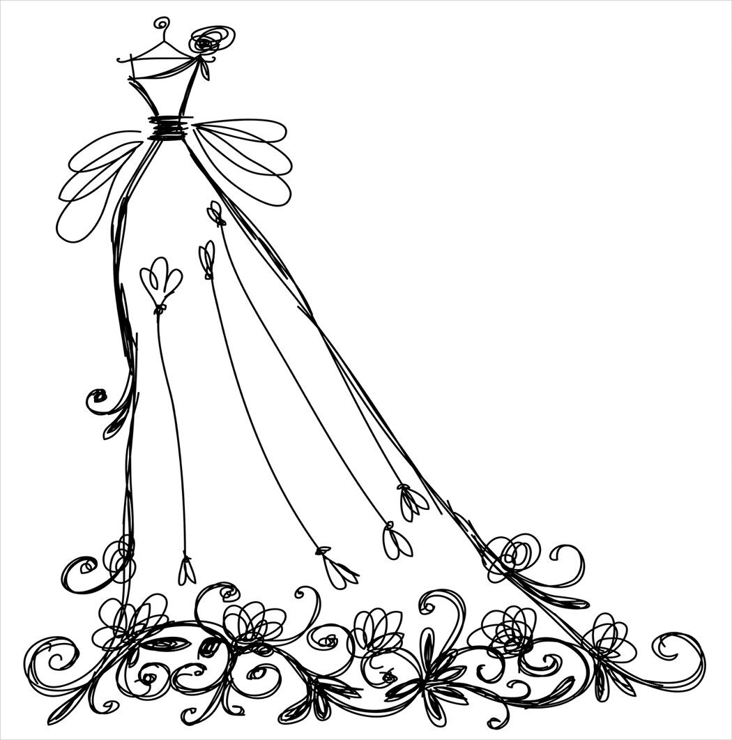 Узоры на свадебном платье рисунок