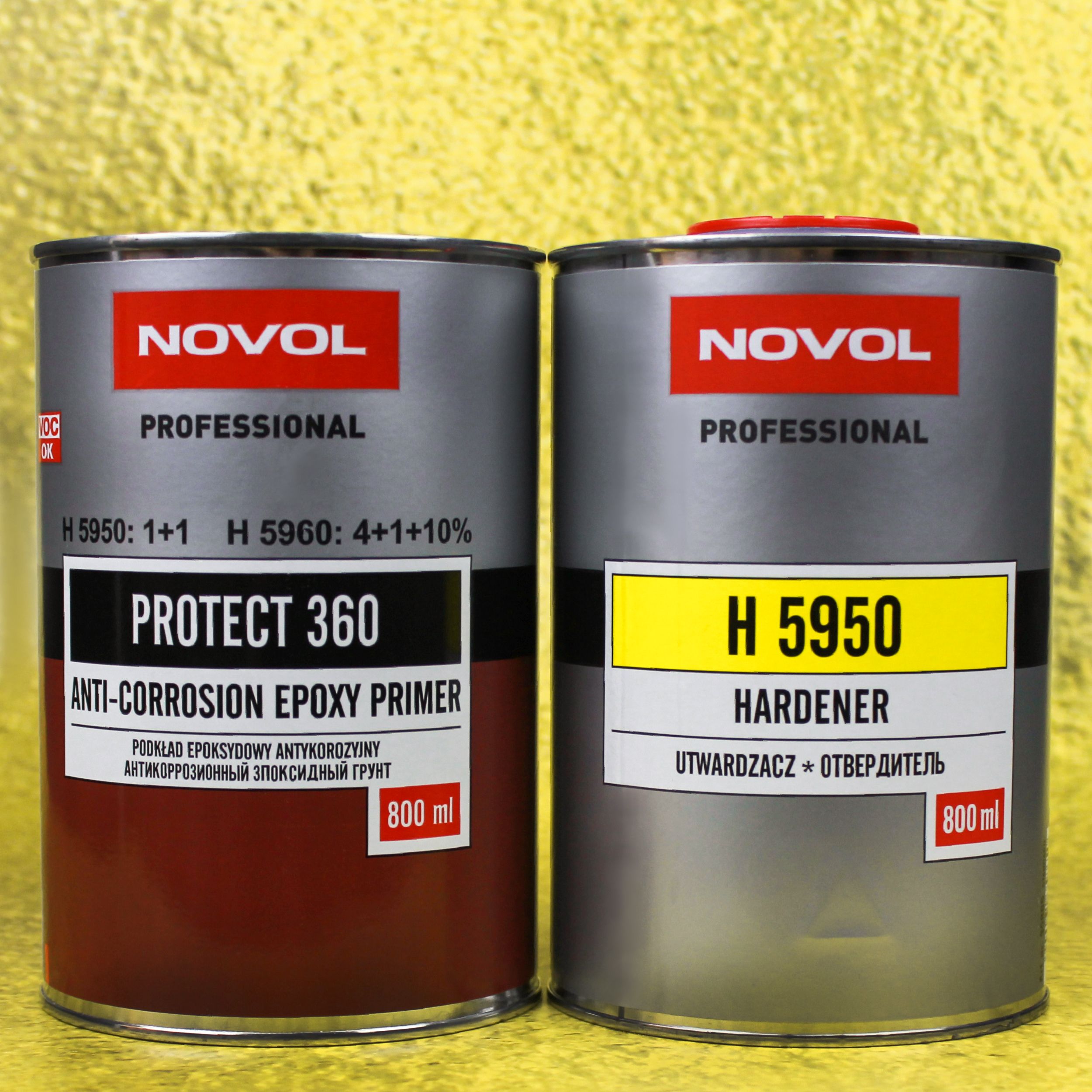 Грунтовка автомобильная NOVOL PROTECT 360 Эпоксидный грунт для авто  ANTI-CORROSION EPOXY PRIMER Антикоррозийный автомобильный грунт, серый 0.8  л. + отвердитель для эпоксидного грунта H 5950 0.8 л. Art.