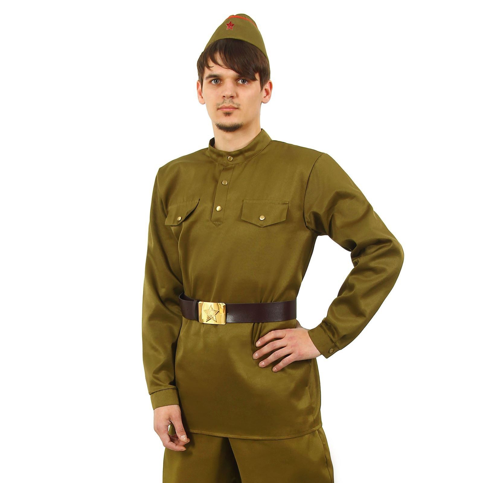 Гимнастёрка Страна Карнавалия военная мужская, пилотка, ремень, р. 52, рост 182 см