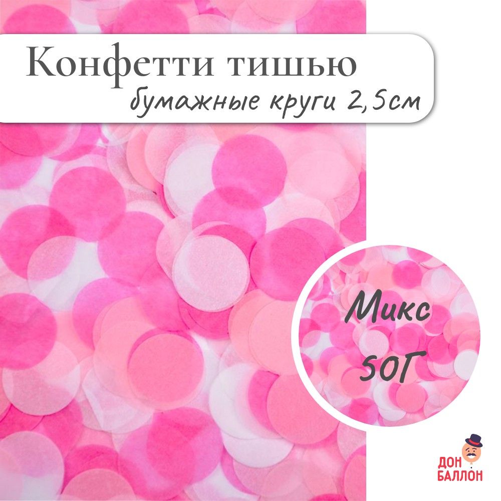 Конфетти Круги розовые, тишью 50г/ Конфетти для праздника