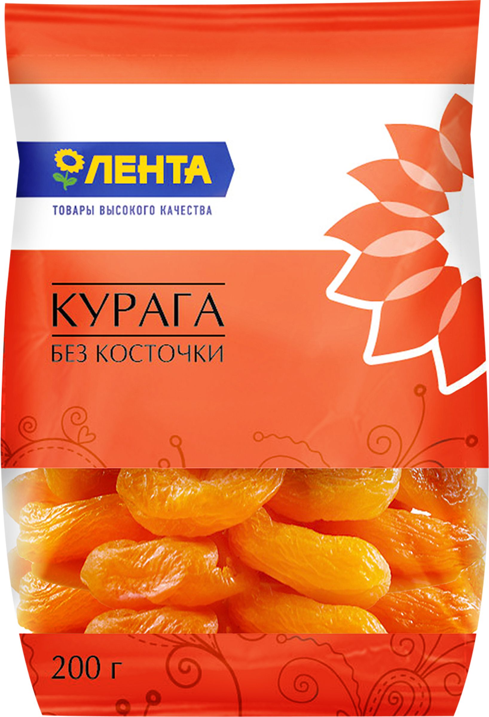 Курага ЛЕНТА без косточки, 200 г / Сухофрукты