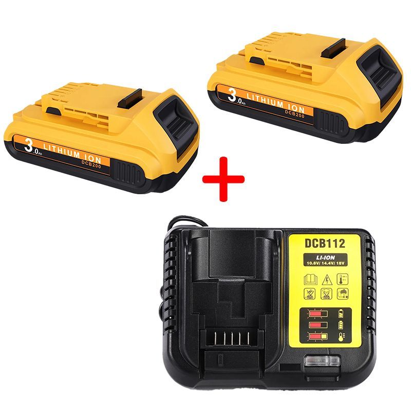 2штDCB2003000mAh20VАккумулятордляэлектроинструментаDewalt+ЗарядноеустройствоDCB112Dewalt