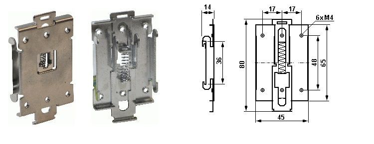Чертеж крепление на din рейку