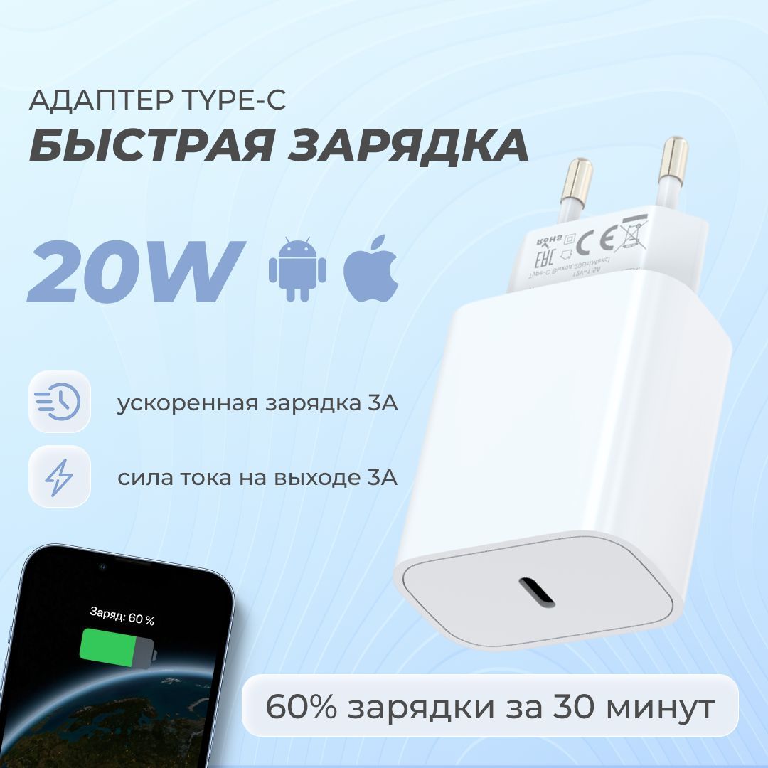 Зарядное устройство для фото-видеотехники SHOPTEKA blok-TYPE-C-white_1, 20  Вт, USB Type-C, Quick Charge, Quick Charge 2.0 - купить по выгодной цене в  интернет-магазине OZON (841058825)