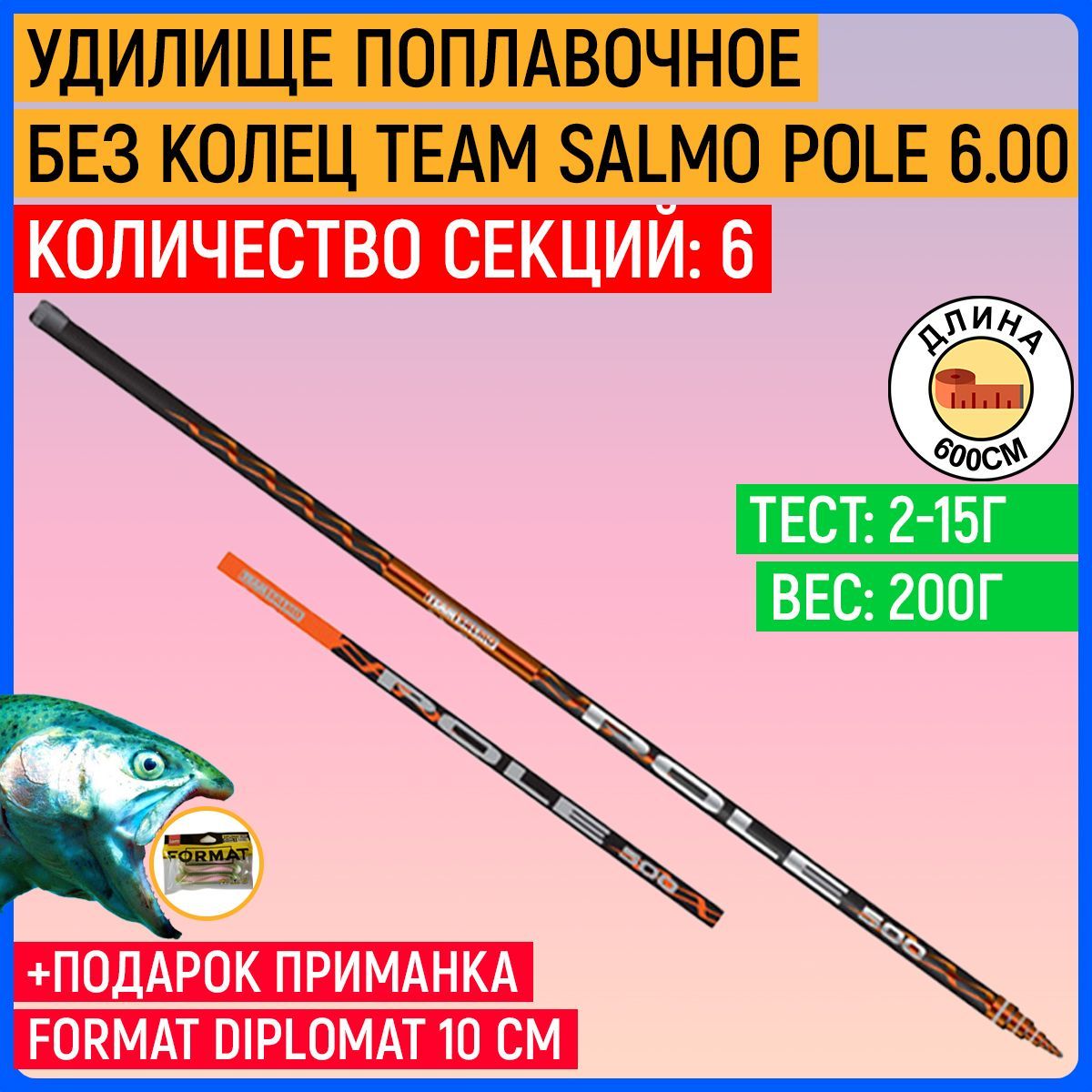 Team salmo pole. Удилище поплавочное с кольцами Team Salmo bolognese 7 метров.