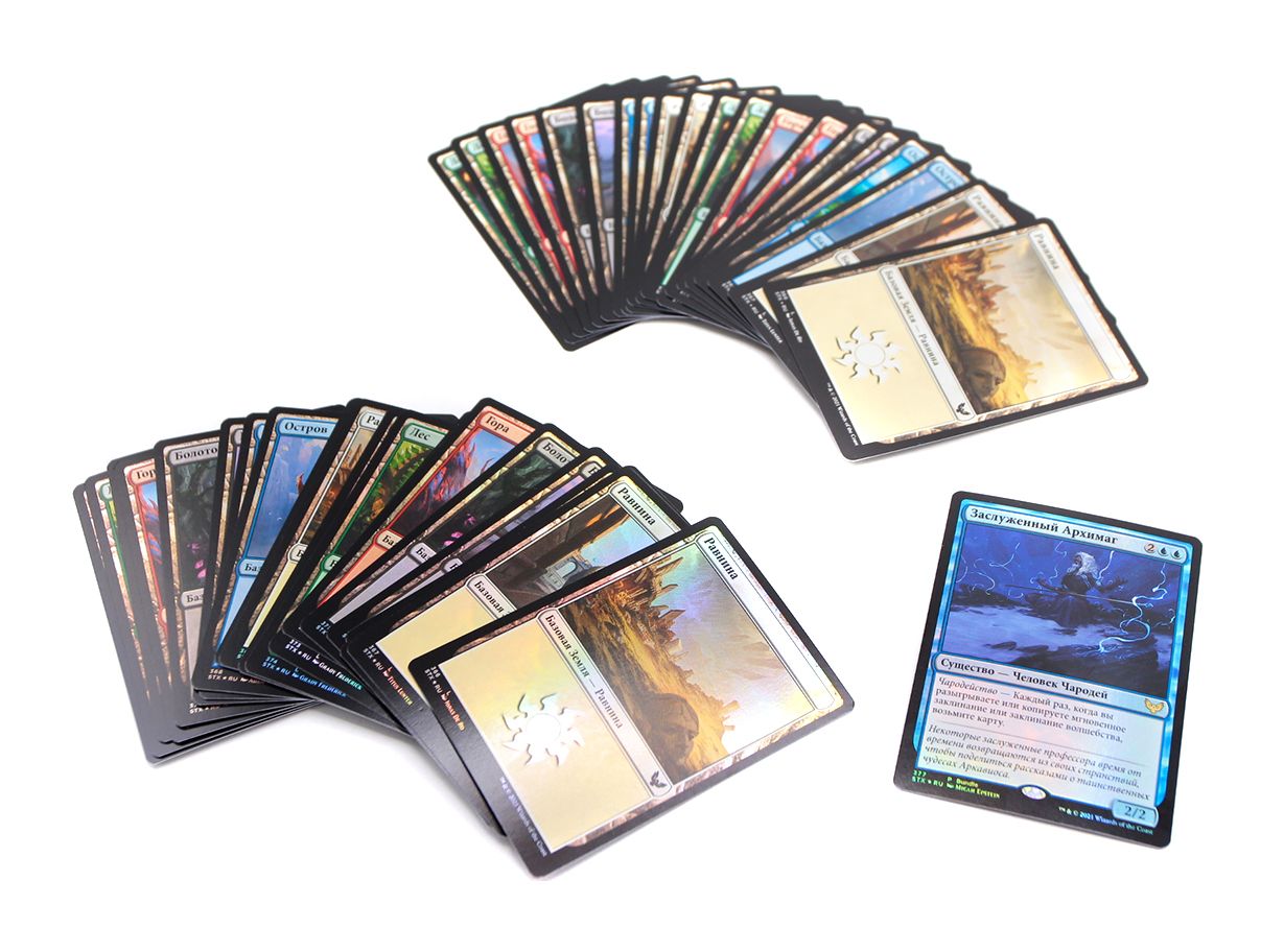 MagicTheGathering:НаборЗаслуженныйАрхимаг(foil)и40(20foil)базовыхземель(нарусскомязыке)