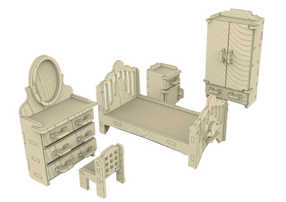 Деревянная мебель для кукол до 30 см