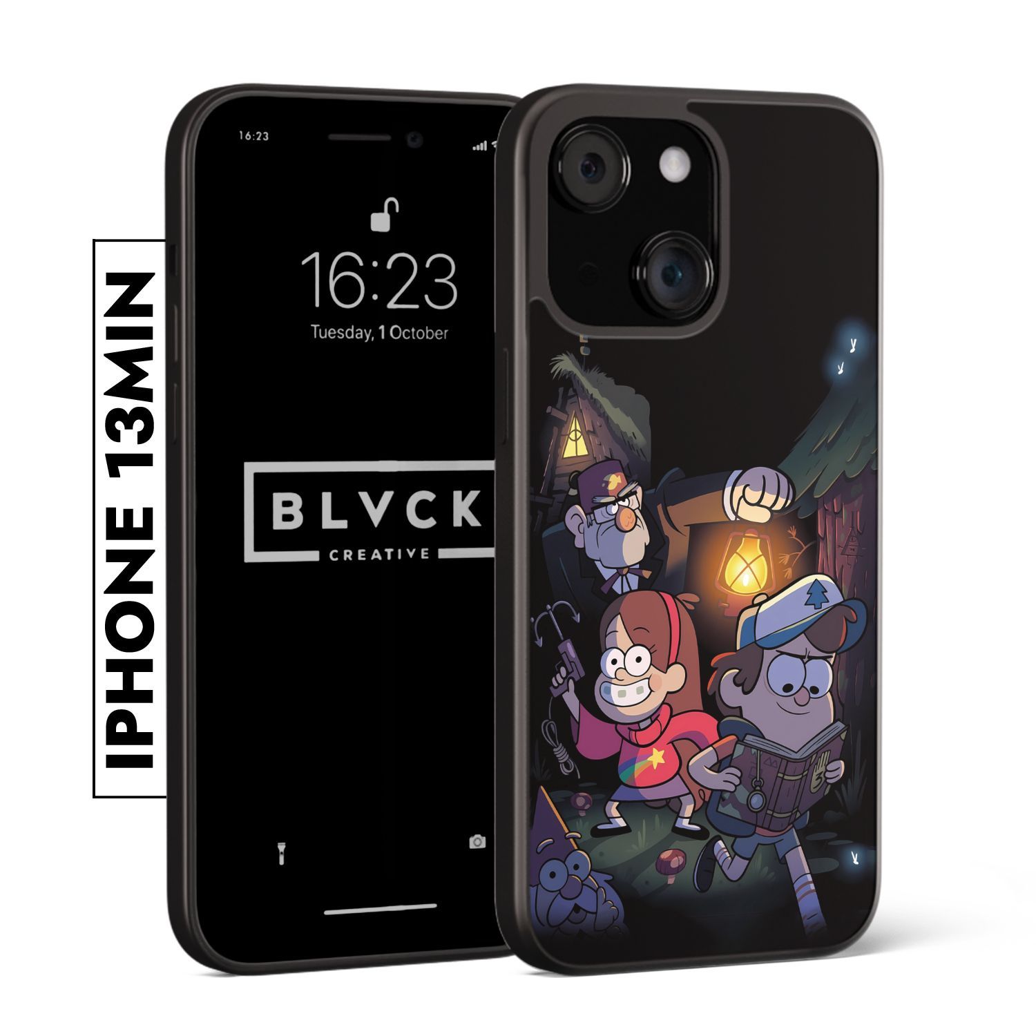 Двойной чехол с эксклюзивным принтом от BLVCK CREATIVE для iPhone 13 Mini. 