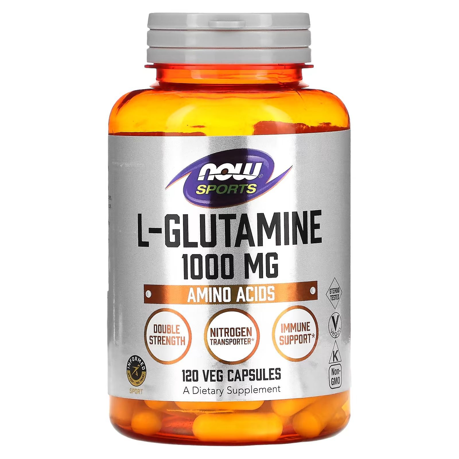 ГлютаминвкапсулахNOWFoodsL-glutamine1000мг,120вегетарианскихкапсул