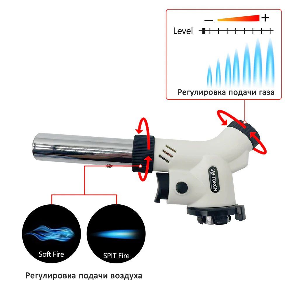 Газовая горелка с пьезоподжигом на цанговый баллончик / туристическая горелка