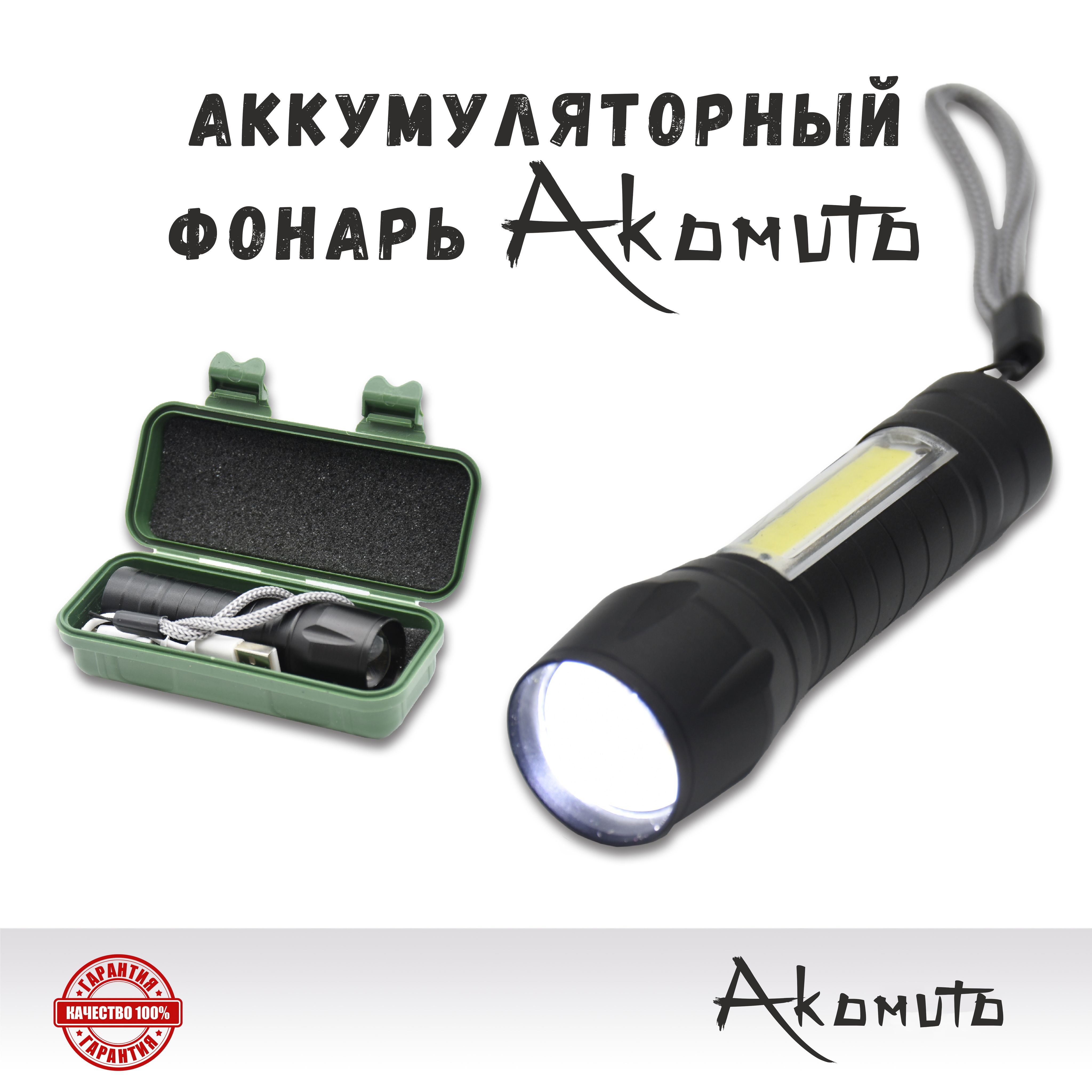 Фонарь ручной светодиодный с фокусировкой, компактный и сверхъяркий, с зарядкой от microUSB, с ZOOM эффектом и подсветкой, провод в комплекте