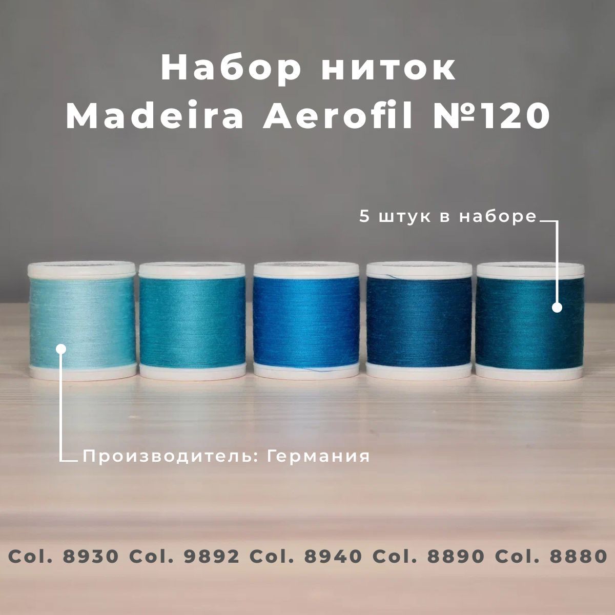 НаборшвейныхнитокMadeiraAerofil№1205*400бирюзовые