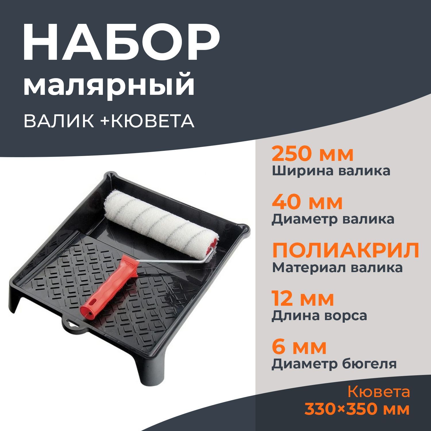 Набор малярный Matrix (валик 250 мм+кювета 330х350 мм)