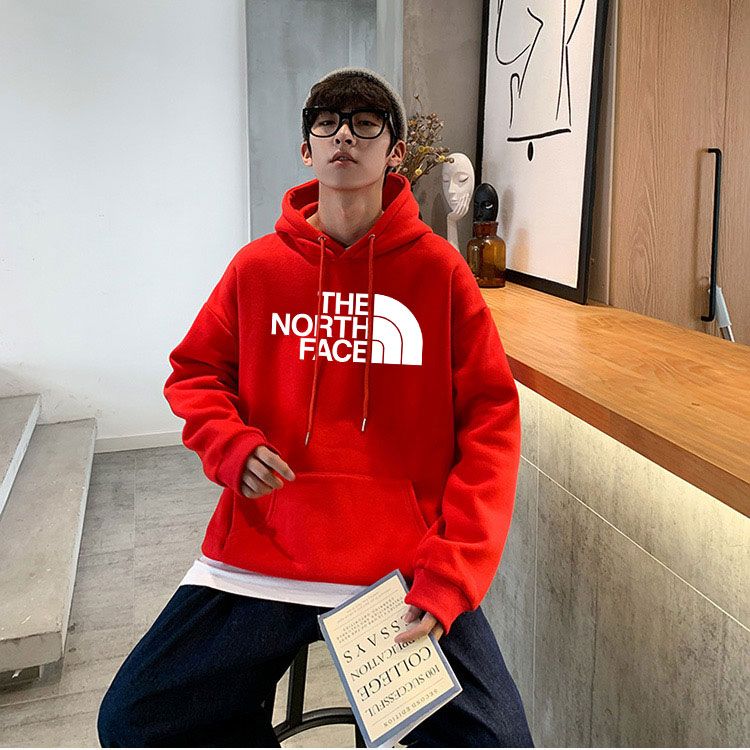 The north face store red hoodie