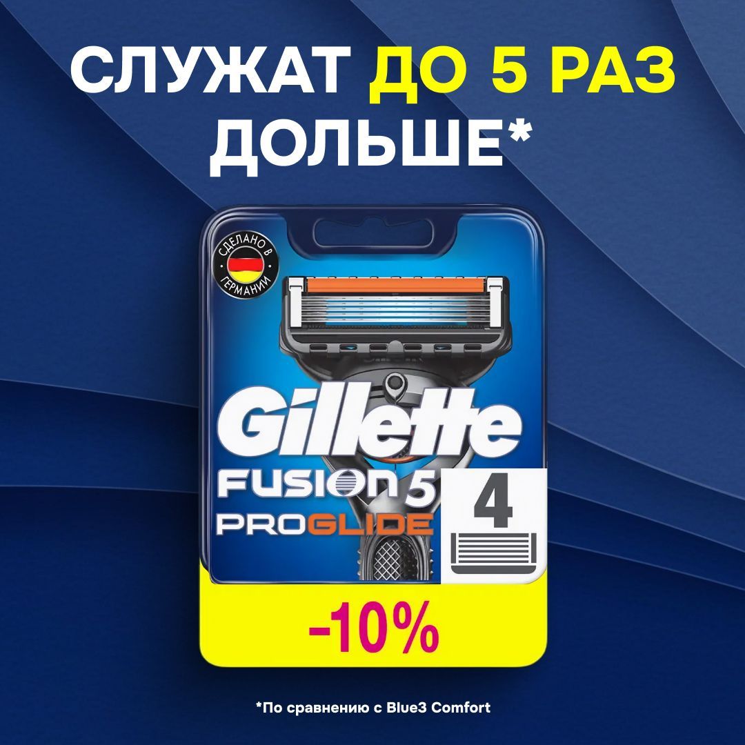 CменныекассетыGilletteFusion5ProGlideдлямужскойбритвы4штукс5лезвиямииточнымтриммеромДжилетФьюжнПроГлайд